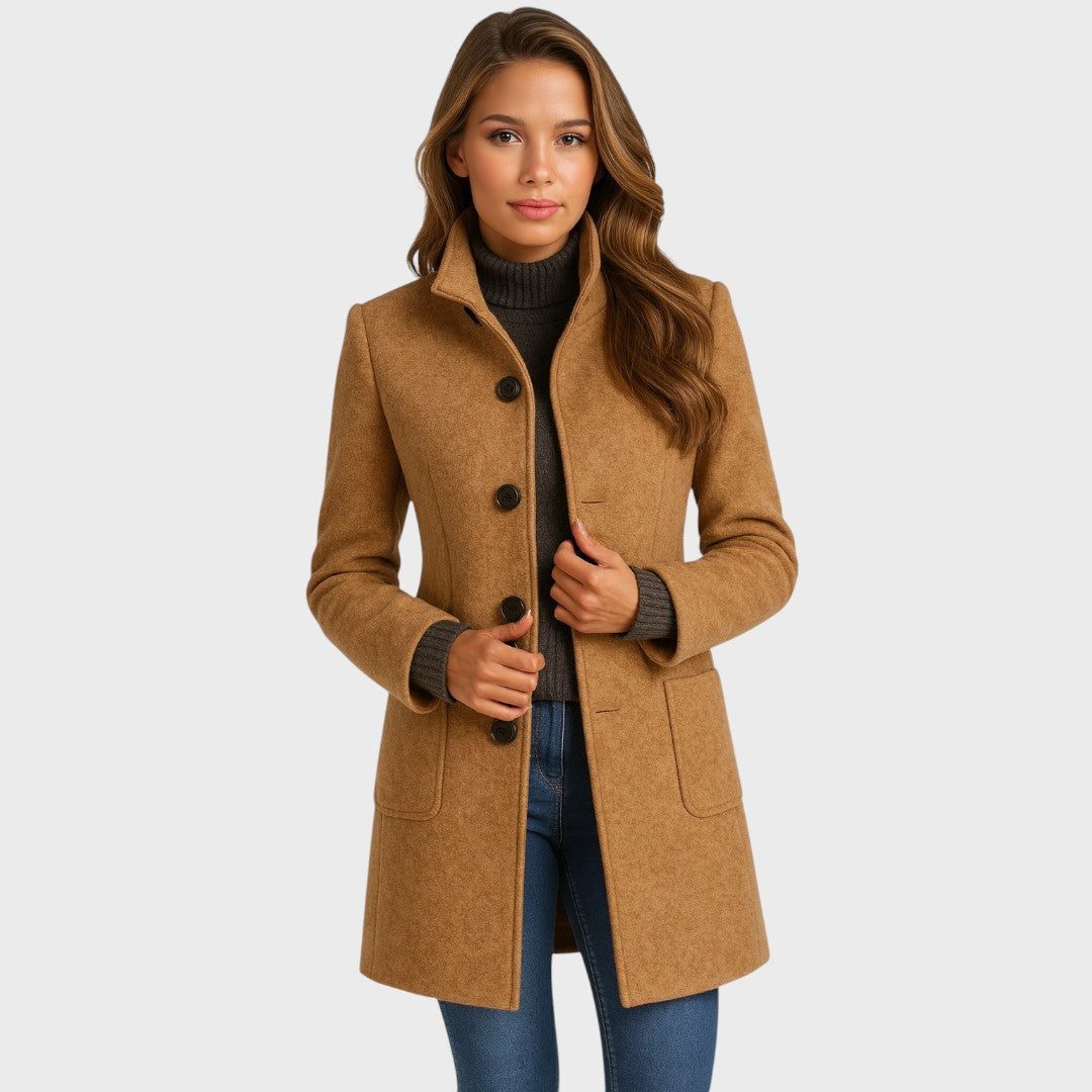 Cadence | Women's Long Wool Coat with Collar | Ambridge