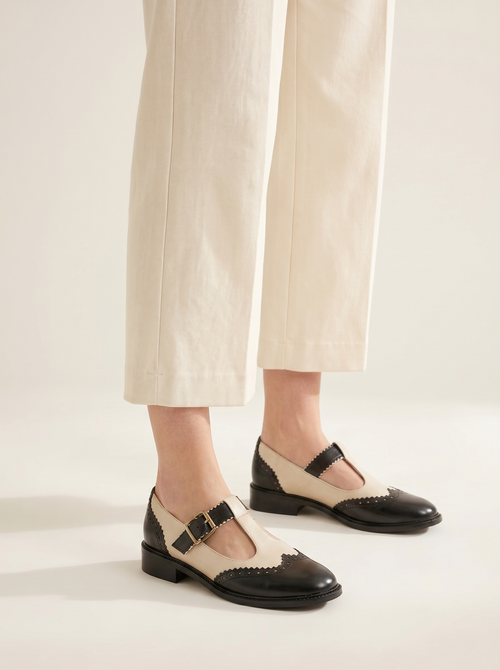 Block Heel Mary Jane T-Strap close-up